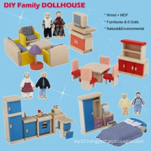 Fancy Happy Family Doll house Wooden Miniature Furniture